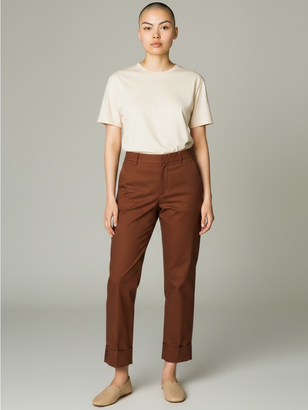 Brunello Cucinelli Brown Cotton Stretch Ankle Pants Made in Italy size 2
